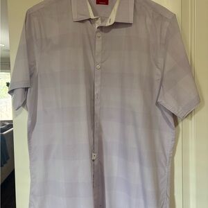 Alfani Lavender Checkered Short Sleeve Shirt